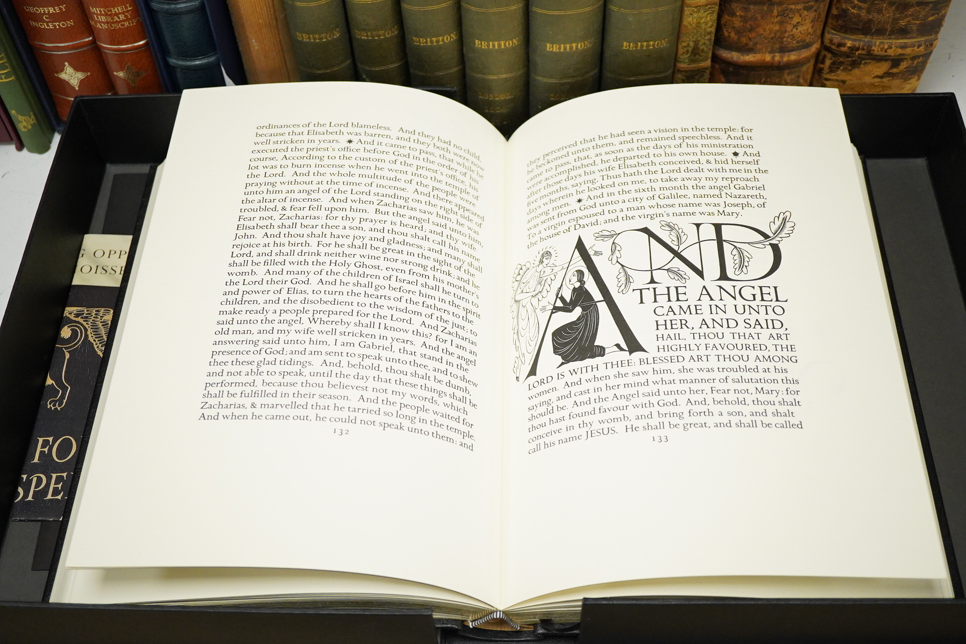 [Folio Society] The Four Gospels of the Lord Jesus Christ. According to the Authorized Version of King James I. With decorations by Eric Gill ... facsimile (of the Golden Cockerel Press) edition. num. text illus. and dec